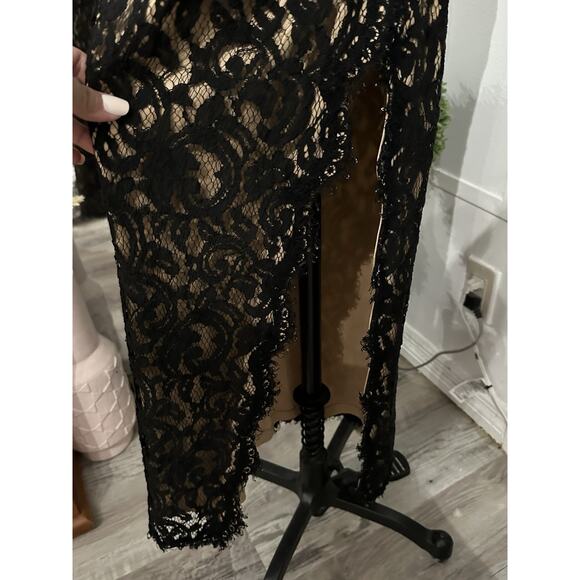 Tadashi Shoji Dress Black Lace Bodycon One Shoulder Size 4 Evening Gown - Picture 7 of 12